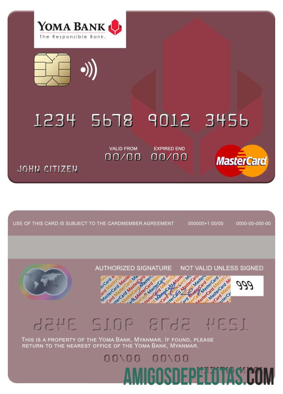 Myanmar Yoma Bank Mastercard sample